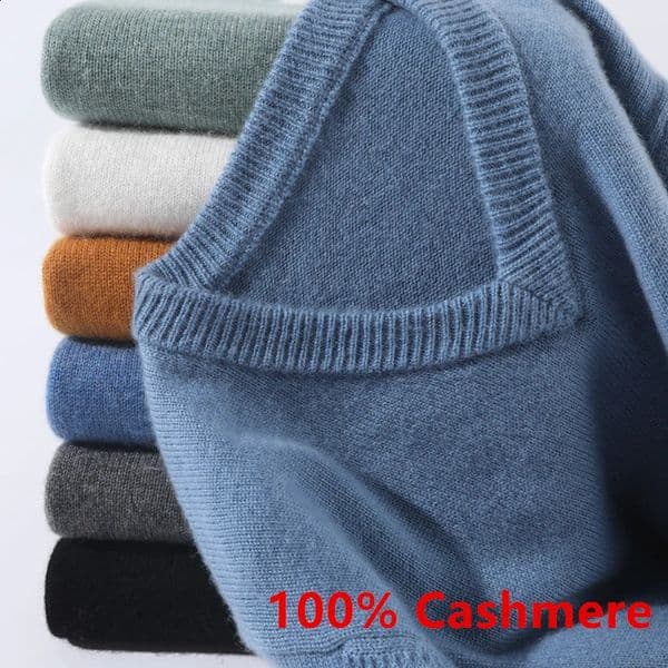 Super 100% Cashmere Sweater Men Pullover Autumn Winter Warm Classic Vneck Sweaters Male Jumper Jersey Hombre Pull Homme 241021
