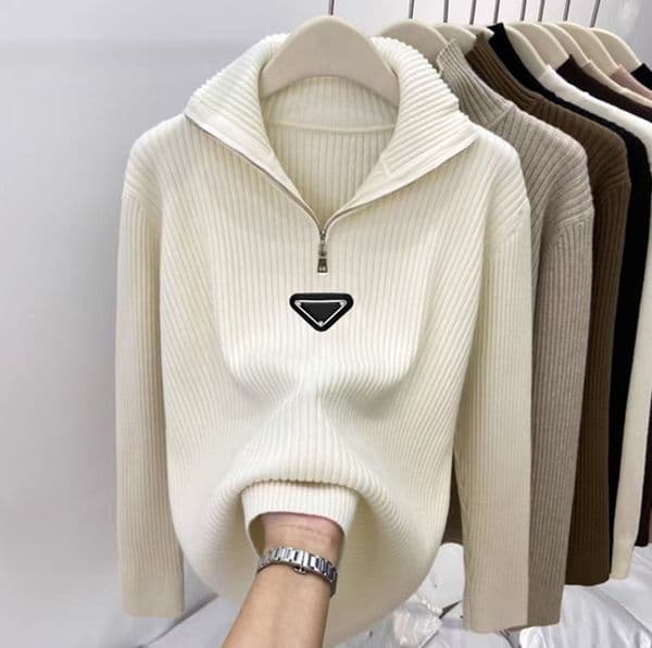 Women's Sweaters Designer womens sweaters designer women luxury sweater autumn and winter casual warm knit base zippered high neck women's clothing 07BQ