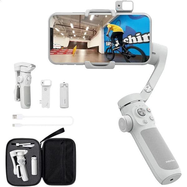 FeiyuTech VB4SE kit 3-axis handheld mobile phone universal joint used for scrolling videos with lighting and tracking focus modulestorage bag 241019