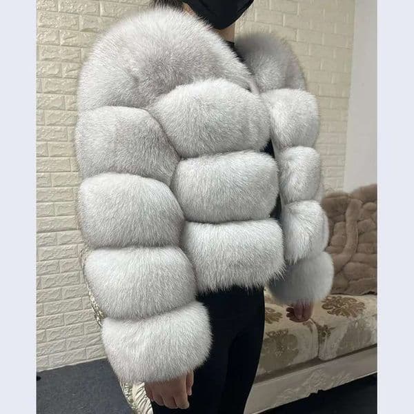 MAOMAOKONG 2024 Natural Real Fox Women Winter Long Sleeve Raccoon Fur Jackets Thick Top Female Furry Coat Vest