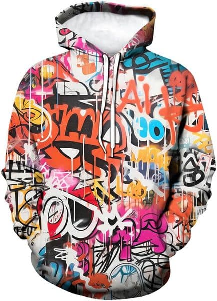 Hoodie for Mens Womens Mens Novelty Hip-hop Graffiti Cool Graphic Hoodies Hooded Colorful Totem Sweatshirts Pullover, Purple Graphic Hip hop Warmth