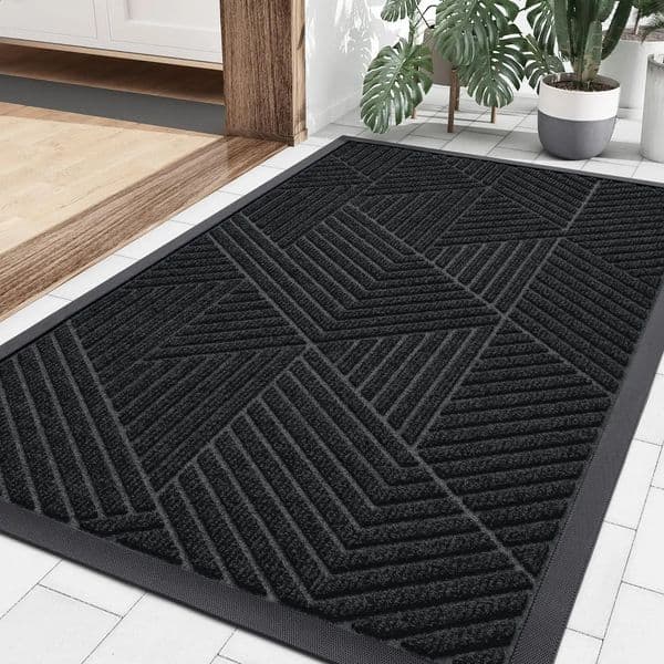 Homaxy Polyester Natural Rubber Irregular Triangle Door Mat Indoor Non Slip Dirt Trap Absorbent 241019