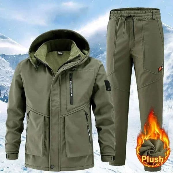 Warm Mens Outdoor Sports Clothing Winter Two piece Set Mens Paddle Thickened Windproof Mountaineering Clothing 241022