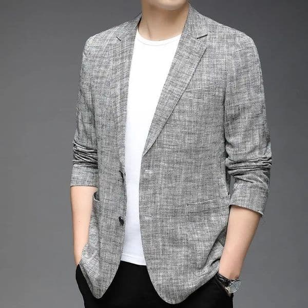 Korean spring clothing mens thin style lapel single chest minimalist fashion long sleeved loose jacket top 241022