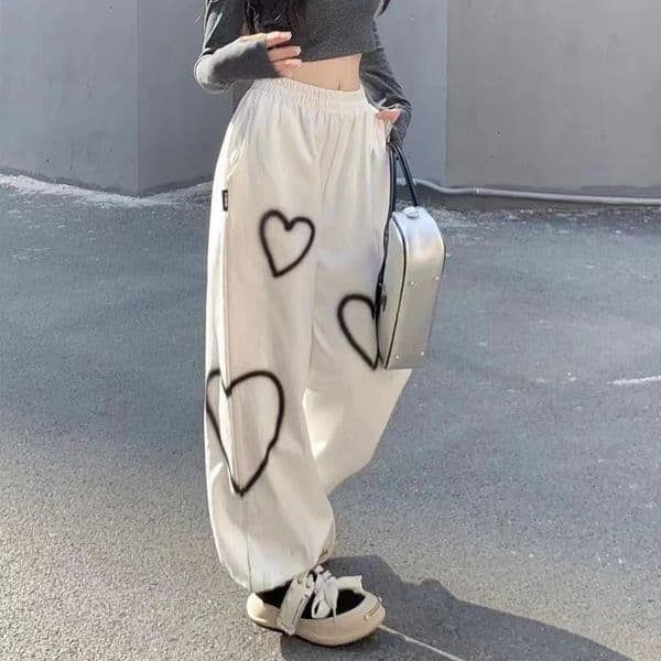 Womens fashionable printed streetwear oversized sports bag harem pants womens summer casual high waisted Harajuku Y2K sports pants 241022