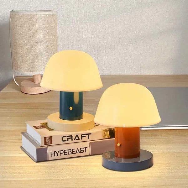 Cordless mushroom table lamp rechargeable battery powered small mushroom night light suitable for bedrooms living rooms dining rooms outdoor use X241021