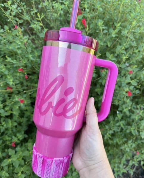 Hot Barbe Tumblers Black Chroma H20 40Oz Cups Blue Magnolia Pink Rose Travel Car Mugs Co Winter Bow Tie Water Bottles Z260527