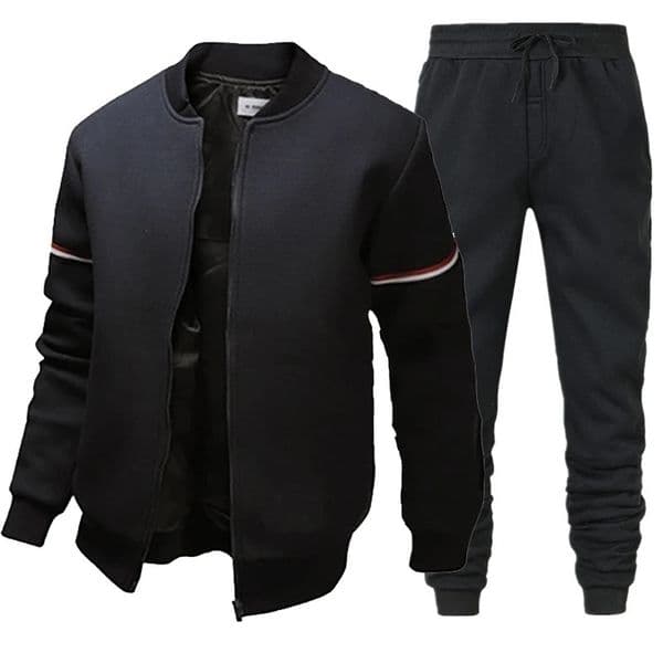 Mens jacket fashion casual bombersports pants 2-piece set solid color ultra-thin vertical collar jacket Tracksuit Plus size S-4XL 241022