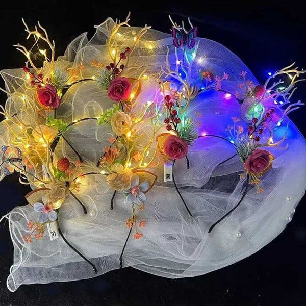 New Luminous Antler Christmas Hairband Men Women Cute lights Hair Clip Childrens Festival Headwear Halloween Hair AccessoriesX241021