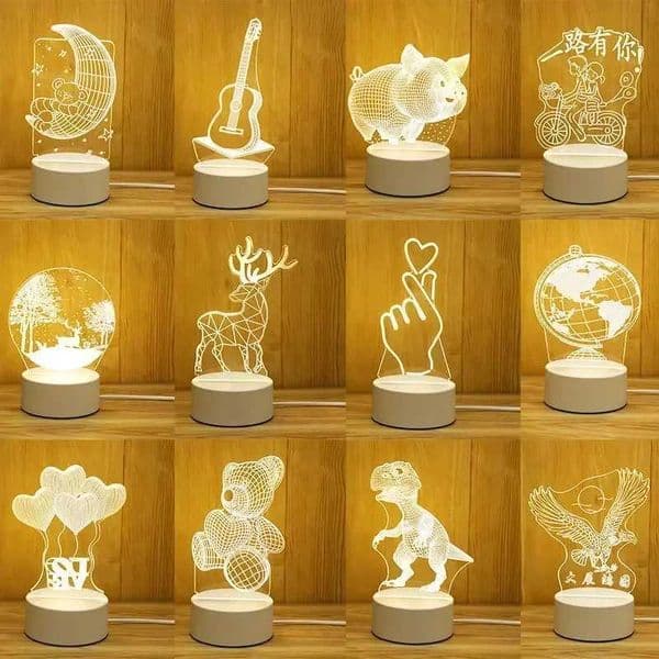 3D Acrylic LED Night Light Bear Dinosaur Childrens Night Light LED Used for Bedroom Decoration Christmas Decoration Wedding Party Discounts X241021