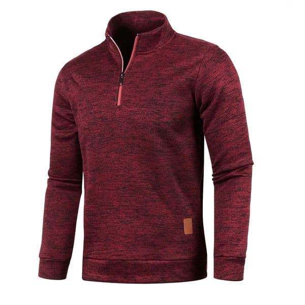Red Half Zip Men Knit Sweater Autumn And Winter Solid Color Long Sleeve Lightweight Top Knitwear Sweatshirt Coat 241022
