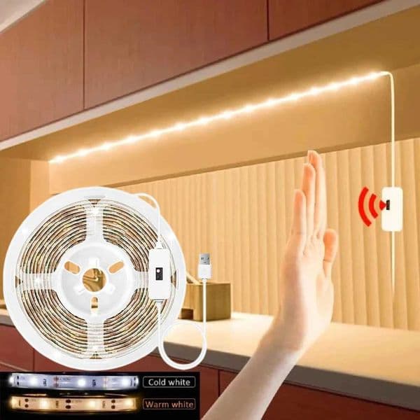 LED Motion Sensing Light Strip Decoration Bedroom Background Wall Lamp USB Hand Scan Switch White Lighting Flexible Decor StringLX241023