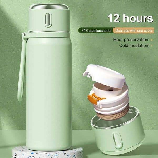 New Arrival 550ml stainless steel hot water bottle used for coffee tea double wall insulated water bottle used for outdoor travel vacuum film drum M241022