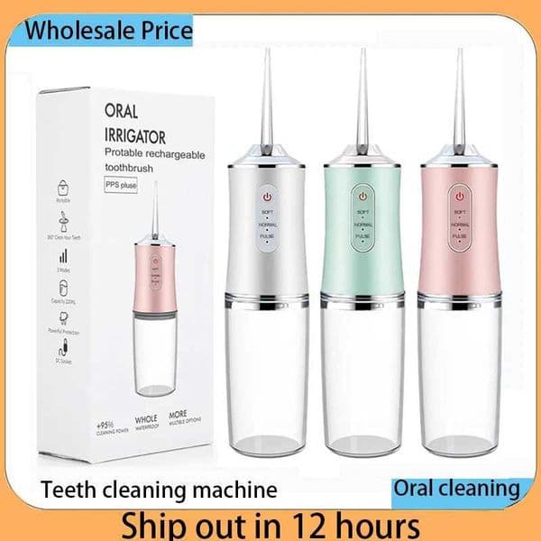 Oral Irrigators Portable cordless dental cleaner travel oral irrigator USB charging 3 modes 4 nozzles IPX7 H241023
