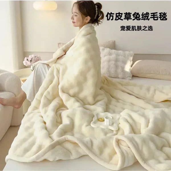 Light y Highend Doublesided Thickened Multifunctional Airconditioning Blanket Lunch Rabbit Velvet Blankets for beds 241021