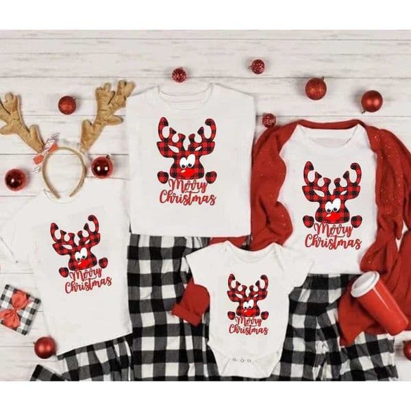 Fun new mom and dad baby Merry Christmas family appearance casual family tshirt matching family clothing baby jumpsuit short sleeved shirtW241022