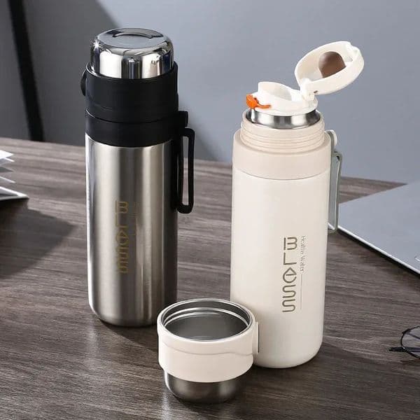 680ML stainless steel water bottle vacuum cup with lid portable vacuum cup flame double-layer with lifting rope 241021
