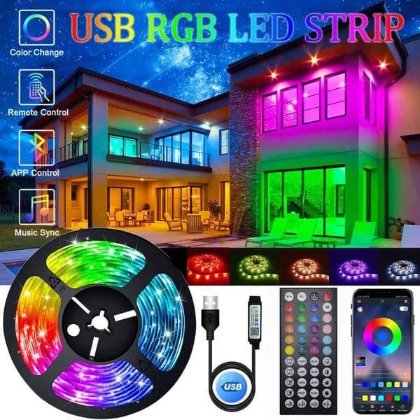 5050 5V Usb Rgb Led Strip Light 5M 10M Ice String Led Tape Band Wifi Bluetooth Led Chain Lighting For Children Room Wall KitchenLX241023