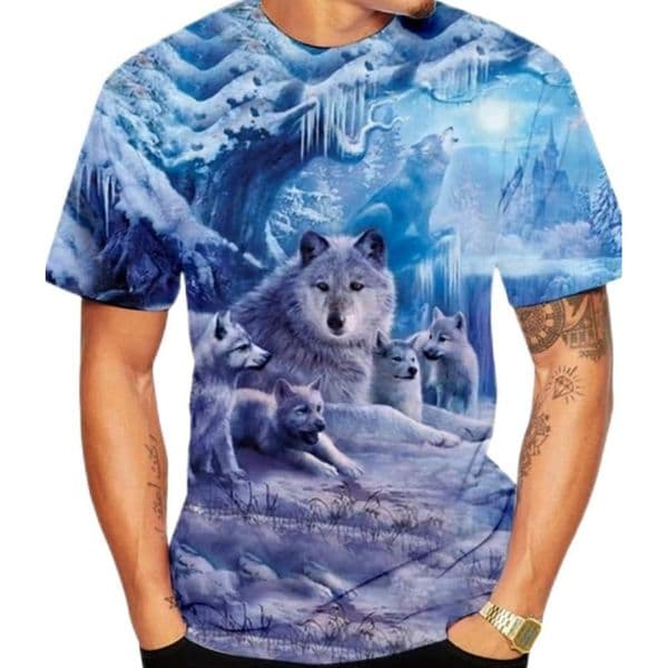 Mens T shirt Fashion Womens Mens Wolf Family Funny 3D Print Causal T- Shirt tee Casual Fashion element tops summer clothes