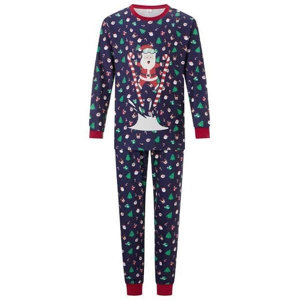 Family matching Christmas pajamas baby jumpsuit Santa Claus printed long sleeved top and pants pajamas set - holidays and festivalsW241022