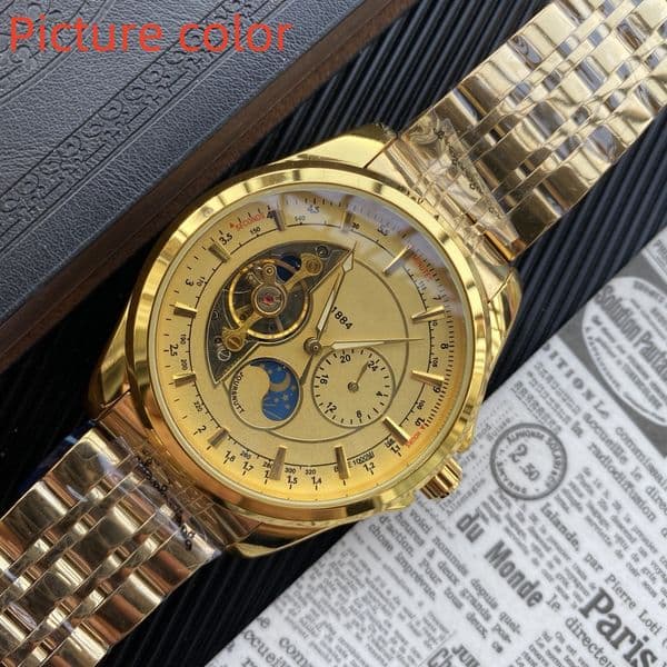 Bre 2026 new high quality luxury mens watches Large flywheel Four stitches moon Phase automatic Mechanical watch Top luxury brand Business Casual Fashion series
