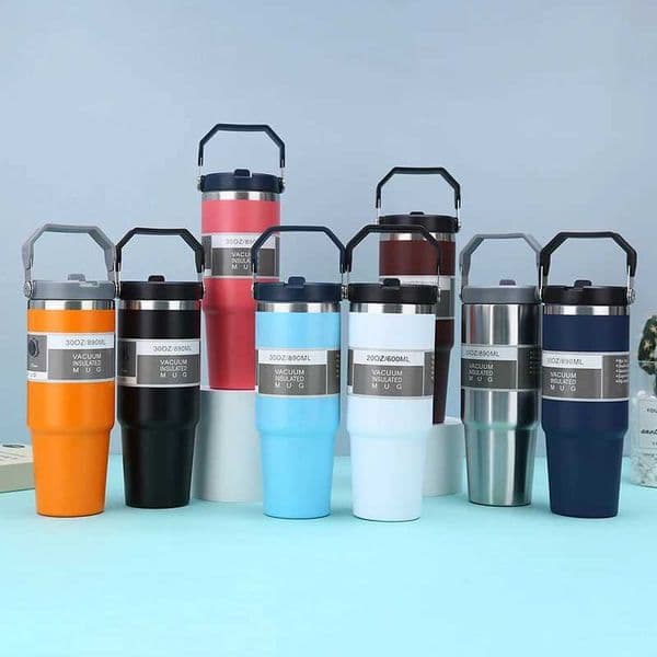 20/30 oz vacuum stainless steel coffee cold cup with straw hot water bottle M241121