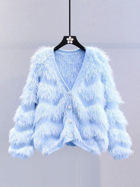 ABRIN womens tassel cashmere sweater cardigan button elegant knitted sweater jacket sweet casual jacket TRAF womens autumn and winter 241022