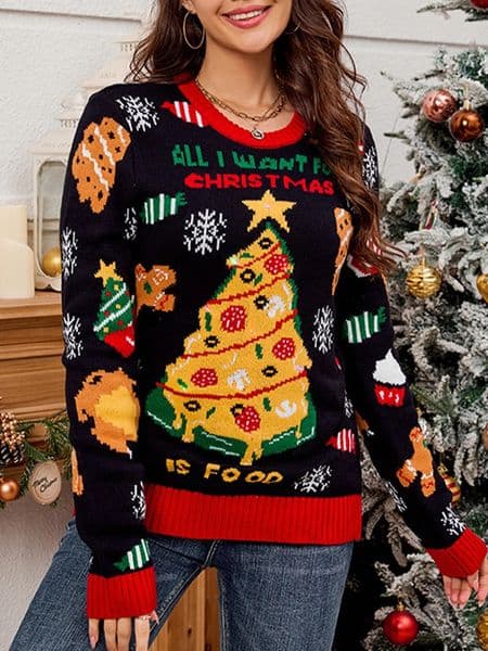 Ugly Sweater Christmas Xmas Women Tree Year Sweaters Pullover Top Jumper Long Sleeve Autumn Winter 40909 241021