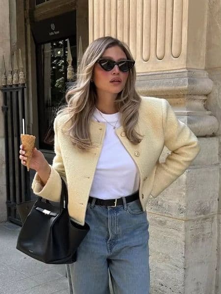Womens coarse woolen jacket single chest elegant loose jacket long sleeved jacket womens thick casual office womens jacket fashionable top 241023