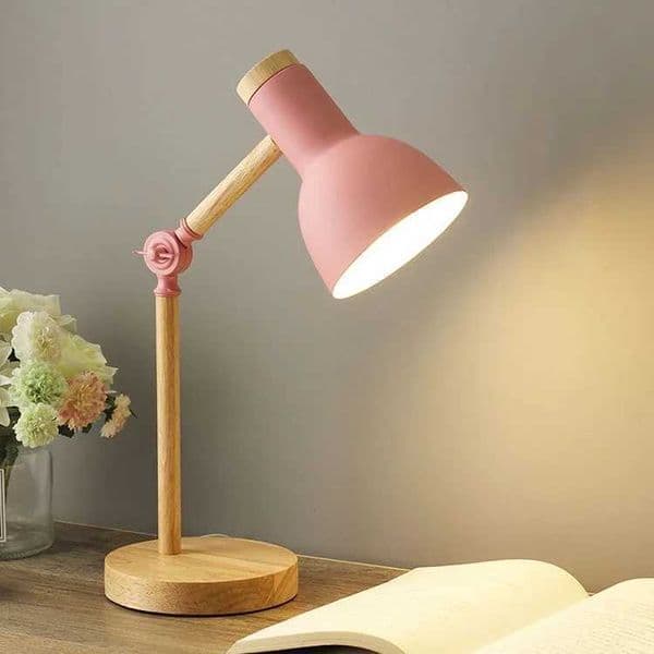Nordic wooden desk lamp creative iron LED folding simple eye protection reading desk lamp living room bedroom home decoration X2410211