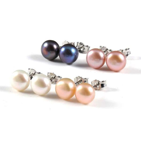 100% natural pearl stud earrings original natural freshwater pearl earrings womens jewelry gifts 4-color wholesale W241023