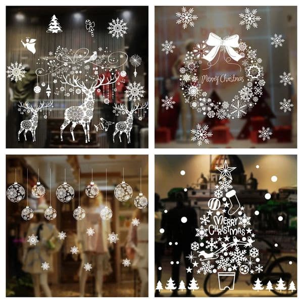 Christmas Window Stickers Merry Christmas Home Decor Christmas Snowflake Wall Stickers Childrens Room Years Store Stickers 241023