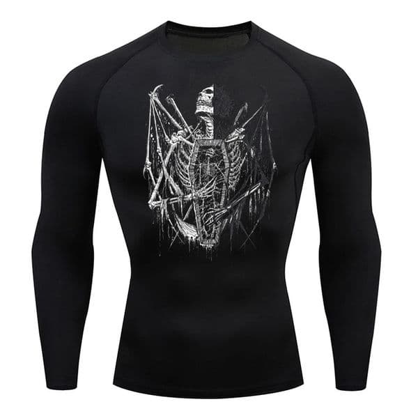 Y2K printed running compression T-shirt mens quick drying fitness sportswear gym sportswear long sleeved breathable shirt top 241024