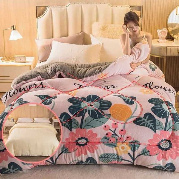 Lamb wool Thick Warm 6kg Winter Quilts Duvet home Luxury Printed quilt spring autumn Blanket Bedding Comforter quiltedXJ241024
