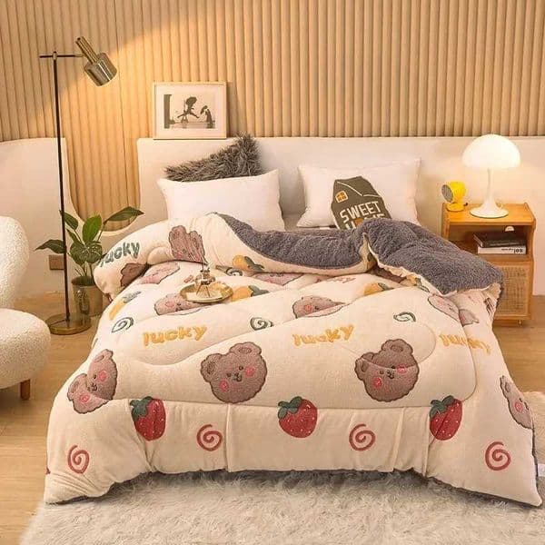 Thick Plush Winter Quilt Warm and Comfortable Warm Cotton Quilt Flower Print Double-sided Cartoon Quilting Comforters BedclothesXJ241024