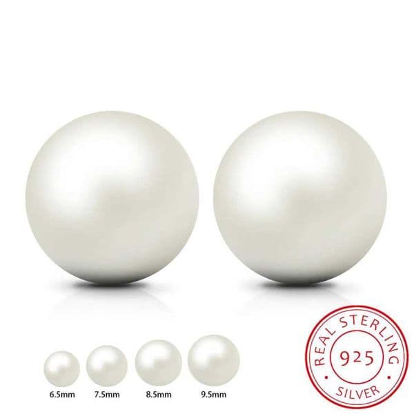 Lekani 925 Sterling Silver 6.5mm Freshwater Cultured Pearl Button Ball Stud Earrings For Women As Best Gifts JewelryX241023