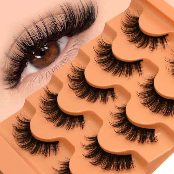 Groinneya cat eyelashes fluffy artificial mink eyelashes 8D rolls Wispy long eyelashes false eyelashes Russian strips 5 pairs packaging makeupW241024