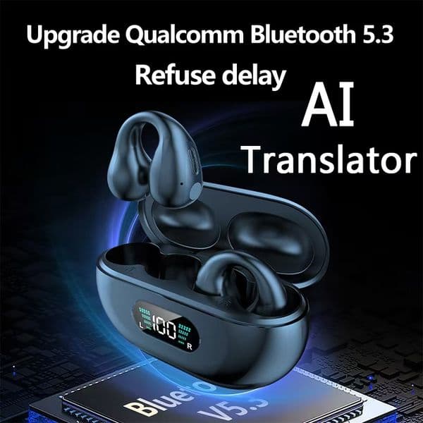 Hot Q7 smart translation headset, real-time translation of 100+ languages, clear sound quality, suitable for travel and business, long battery life, noise reduction