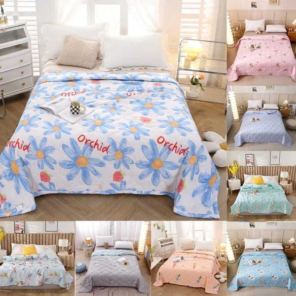 Summer bedding thin tile blanket cute printing all season bedding down blanket comfortable twin bed 100/150/180/200 W241024