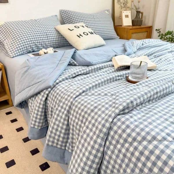 New Summer Comfort Machine Washable Bed Cover Grid Extra Large Blanket Double Cotton Soft Fashion Air Conditioning Cool Quilt W241024