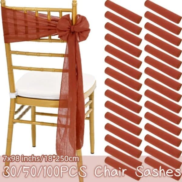10-100 Terra Cotta Warriors chair belts used for wedding chair covers cheese cake chairs bow belts ribbons for party celebrations 7x98In 241024