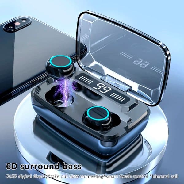 M11 G02 TWS 5.0 Bluetooth 6D Stereo Earphone Wireless Earphones IPX7 Waterproof Earphones 3000mAh LED Display Smart Power Bank