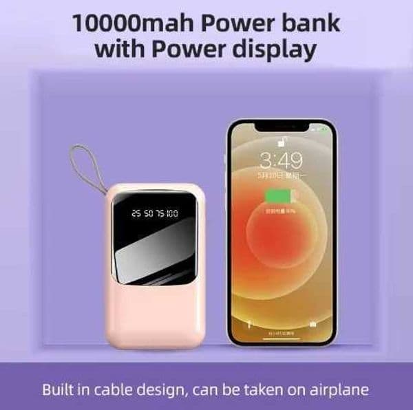 New Arrival Built in cable 3-in-2 universal charging 5000 10000 20000mah power pack with LED digital display screen Z241026