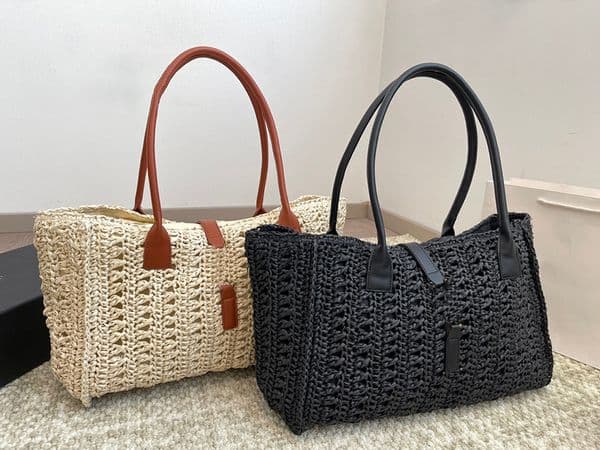 26ss large beach bag straw designer tote womens mens traveling handbags summer basket bags Casual Totes