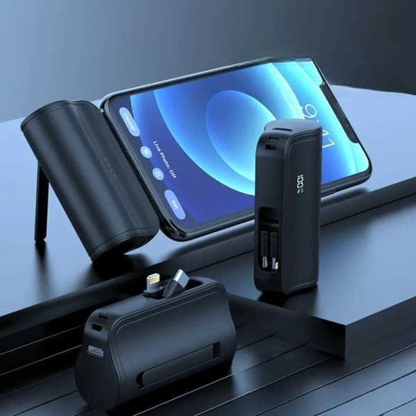 Mini Capsule Power Pack 5000mAh Hidden Dual Plug Portable Fast Charging Power PLY Outdoor Emergency Digital Display Power Pack M241026