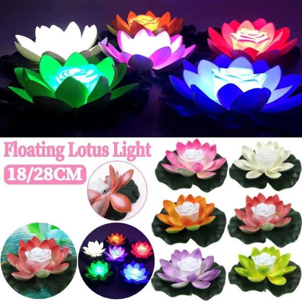 Floating Pool Light EVA LED Lifelike Floating Lamp Lily Pad Flower Candle LED Colorful Lotus Lantern Wedding Festival DecorationLX241026