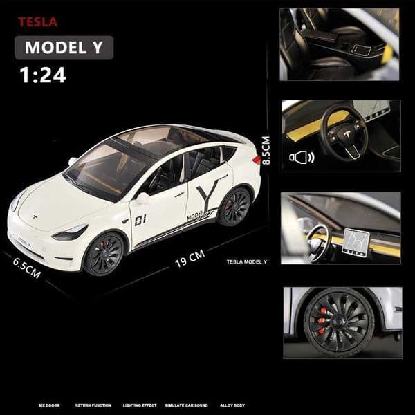 High Quality 1 24 Tesla Model Y Model 3 with Charging Pile Alloy Car Die Casting Metal Toy Car Model Sound and Light Childrens Series Gift T241025