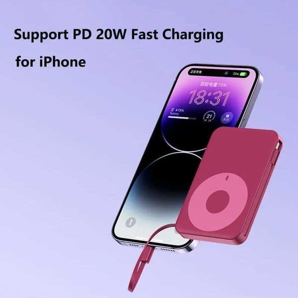 Hot Sale 5000mAh magnetic wireless charger power pack USB C port power pack suitable for iPhone 15 portable charger backup battery T241026