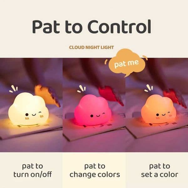 New Arrival New Cloud Silicone Night Light USB Charging Dimming Sleep Night Light LED for Childrens Room Cartoon Decoration Birthday Gift Z241025