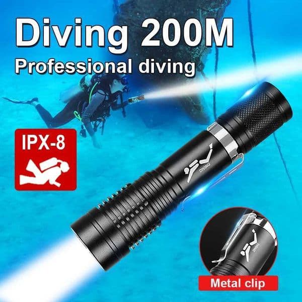 Underwater 200 Meters IPX8 waterproof Powerful LED Diving Flashlight XHP50 Diving Torch Diving Lamp Fishing Hunting LanternLX241026